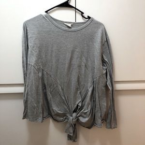 Grey sweater with tie in front